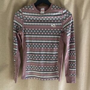 Kari Traa Patterned Long Sleeve Top - Brown and White